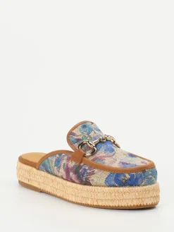 – Plateau-Mules aus Textil mit Bastsohle*Pedro Miralles