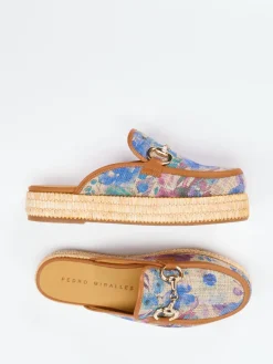 – Plateau-Mules aus Textil mit Bastsohle*Pedro Miralles