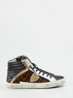 – High-Top Sneaker aus Leder mit Glitzer*Philippe Model Clearance