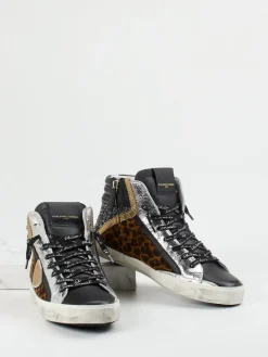 – High-Top Sneaker aus Leder mit Glitzer*Philippe Model Clearance