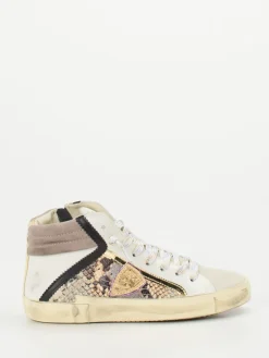 – High-Top Sneaker aus geprägtem Leder beige*Philippe Model