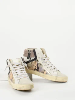 – High-Top Sneaker aus geprägtem Leder beige*Philippe Model