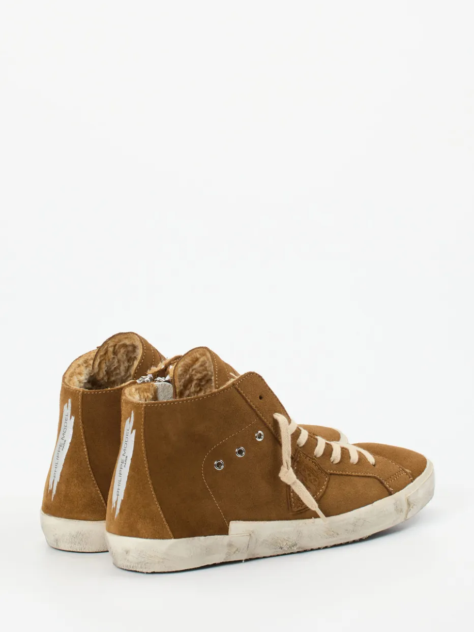Herren Philippe Model – High-Top Sneaker aus Veloursleder cognac