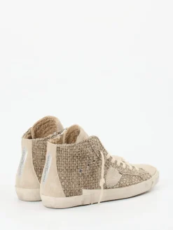 Damen Philippe Model – High-Top Sneaker aus Velour/Textil Taupe