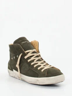 Herren Philippe Model – High-Top Sneaker aus Veloursleder oliv