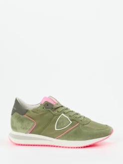 Damen Philippe Model – Retro-Sneaker aus Veloursleder oliv