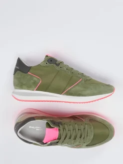 Damen Philippe Model – Retro-Sneaker aus Veloursleder oliv