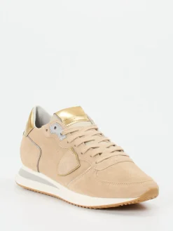 Damen Philippe Model – Sneaker aus Veloursleder Gold
