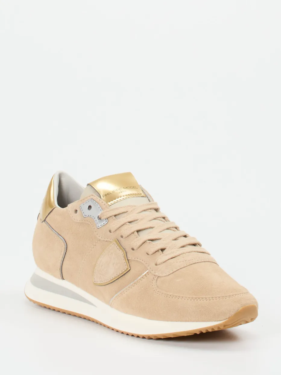 Damen Philippe Model – Sneaker aus Veloursleder Gold