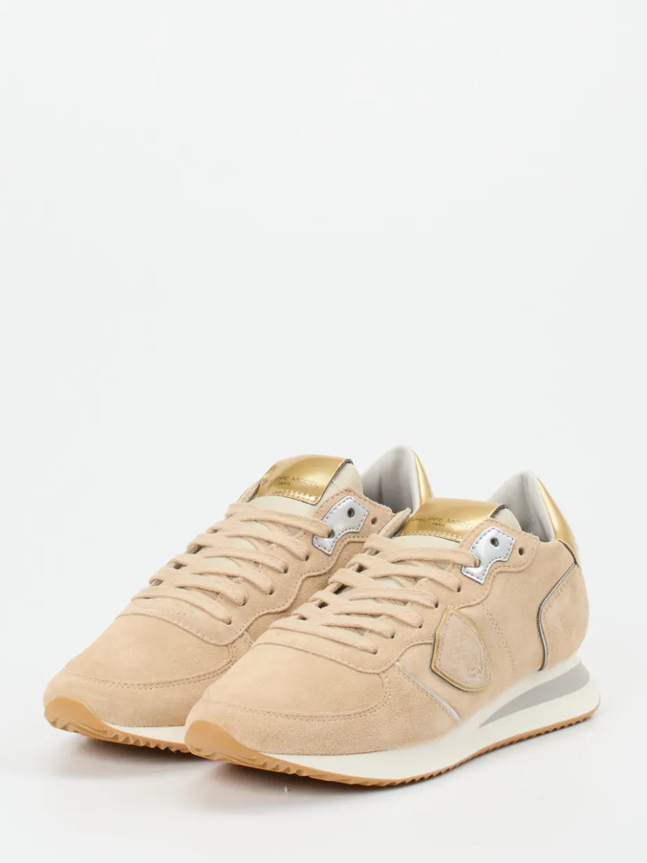 Damen Philippe Model – Sneaker aus Veloursleder Gold