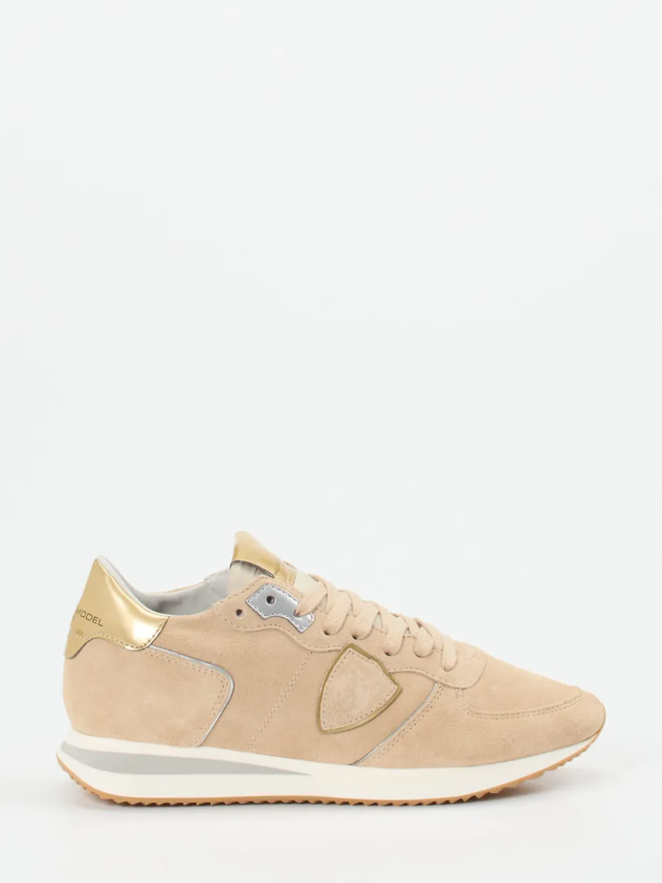 Damen Philippe Model – Sneaker aus Veloursleder Gold