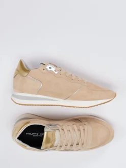 Damen Philippe Model – Sneaker aus Veloursleder Gold