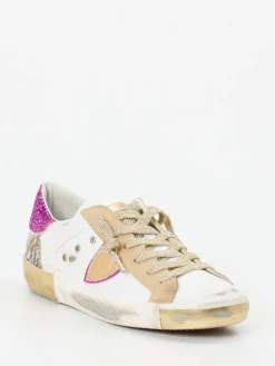 Damen Philippe Model – Sneaker aus Kalbleder mit Glitzer-Ferse