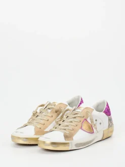 Damen Philippe Model – Sneaker aus Kalbleder mit Glitzer-Ferse