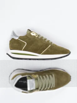 Damen Philippe Model – Sneaker aus Veloursleder oliv