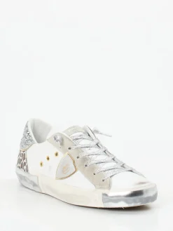 Damen Philippe Model – Sneaker aus Leder-Mix mit Glitzer