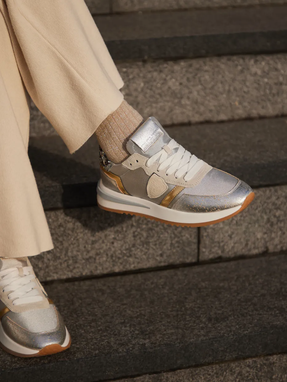 Damen Philippe Model – Sneaker aus Metallicleder
