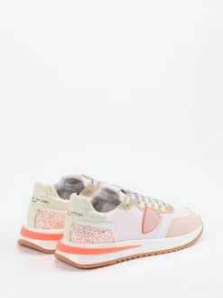 Damen Philippe Model – Sneaker aus Veloursleder und Textil in Rosé