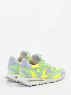 Damen Philippe Model – Sneaker aus Mesh und Veloursleder Neongelb