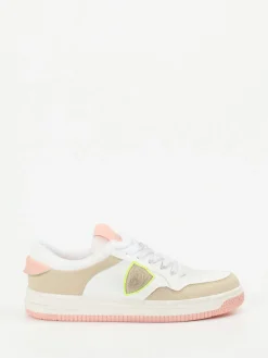 Damen Philippe Model – Sneaker aus Leder-Mix in Weiß-Rosé