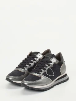 Damen Philippe Model – Sneaker aus Veloursleder und Metallicleder