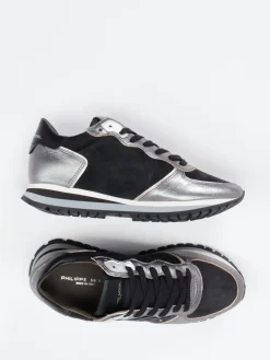 Damen Philippe Model – Sneaker aus Veloursleder und Metallicleder