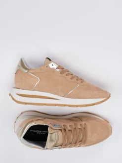 – Sneaker aus Veloursleder Sandbeige*Philippe Model