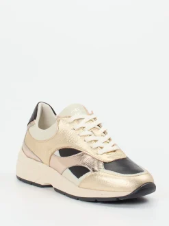 Damen Piedi Nudi – Chunky Sneaker aus Metallicleder goldfarben