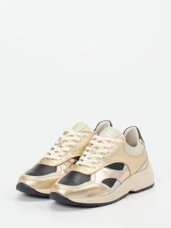 Damen Piedi Nudi – Chunky Sneaker aus Metallicleder goldfarben