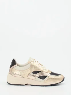 Damen Piedi Nudi – Chunky Sneaker aus Metallicleder goldfarben