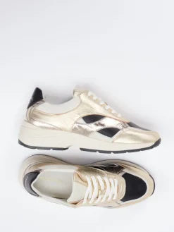 Damen Piedi Nudi – Chunky Sneaker aus Metallicleder goldfarben