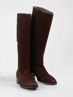 Damen Piedi Nudi – Kniestiefel aus Veloursleder