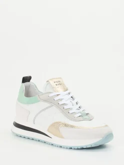 Damen Piedi Nudi – Low-Top Sneaker aus Kalbleder Weiß-Gold