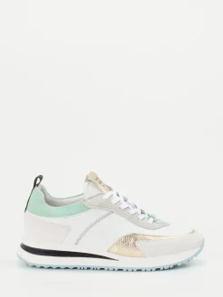 Damen Piedi Nudi – Low-Top Sneaker aus Kalbleder Weiß-Gold