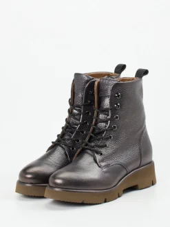 – Schnürboots aus Metallicleder anthrazit*Piedi Nudi Clearance