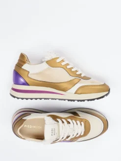 Damen Piedi Nudi – Sneaker aus Kalbleder mit Metallic-Details