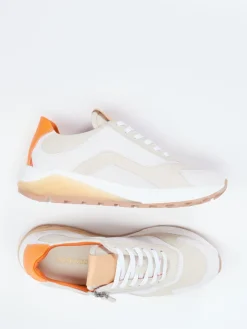 Damen Piedi Nudi – Sneaker aus Kalbleder in Beige-Orange