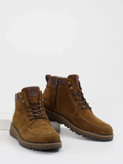 Herren Pius Gabor – Schnürboots aus Veloursleder cognac