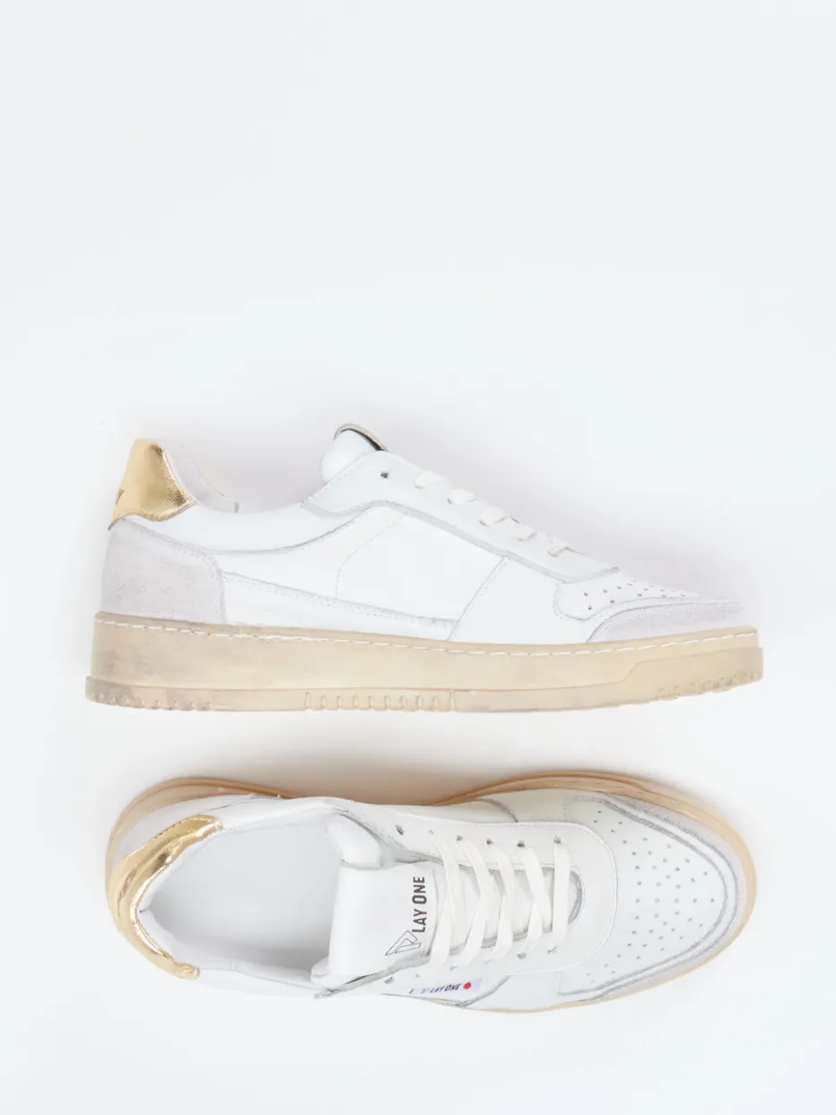 Damen Play One – Sneaker aus Kalbleder mit Goldakzent