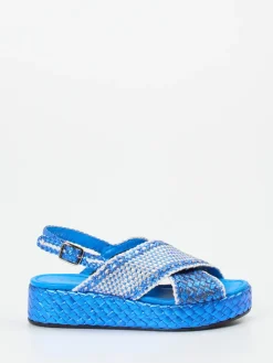 Damen Pons Quintana – Plateau-Sandalen aus Metallic-Flechtleder