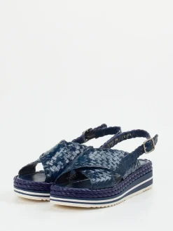 Damen Pons Quintana – Plateau-Sandalen aus Flechtleder Marine