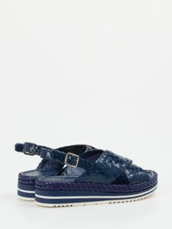 Damen Pons Quintana – Plateau-Sandalen aus Flechtleder Marine