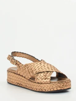 Damen Pons Quintana – Plateau-Sandalen aus Flechtleder kupfer