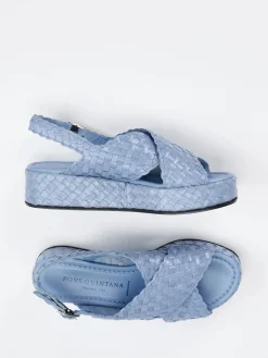 Damen Pons Quintana – Plateau-Sandalen aus Flechtleder hell