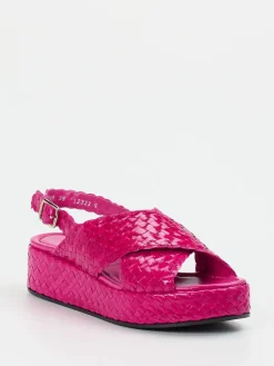 Damen Pons Quintana – Plateau-Sandale aus Flechtleder Fuchsia