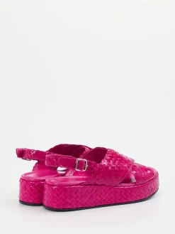 Damen Pons Quintana – Plateau-Sandale aus Flechtleder Fuchsia