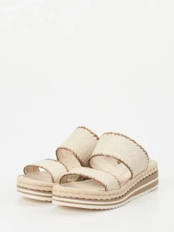 Damen Pons Quintana – Plateau-Sandalen aus Flechtleder Creme