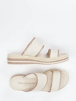 Damen Pons Quintana – Plateau-Sandalen aus Flechtleder Creme