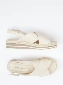 Damen Pons Quintana – Plateau-Sandalette aus Ziegenleder creme