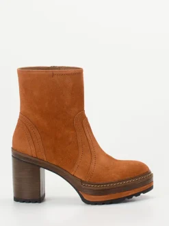 Damen Pons Quintana – Plateau-Stiefeletten aus Veloursleder Cognac